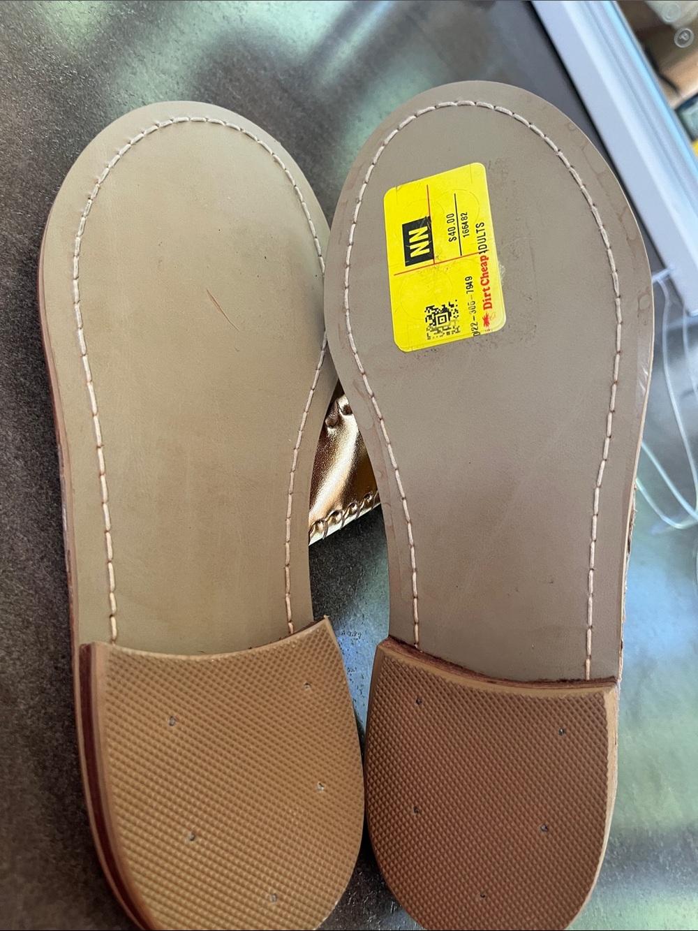 Jack Rogers Gold Leather Medallion Thong Sandals - Picture 4 of 4